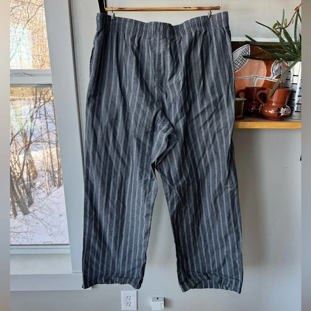 Vintage Merona Charcoal Gray White Pinstripe Wide Leg Pajama Pants Size Large